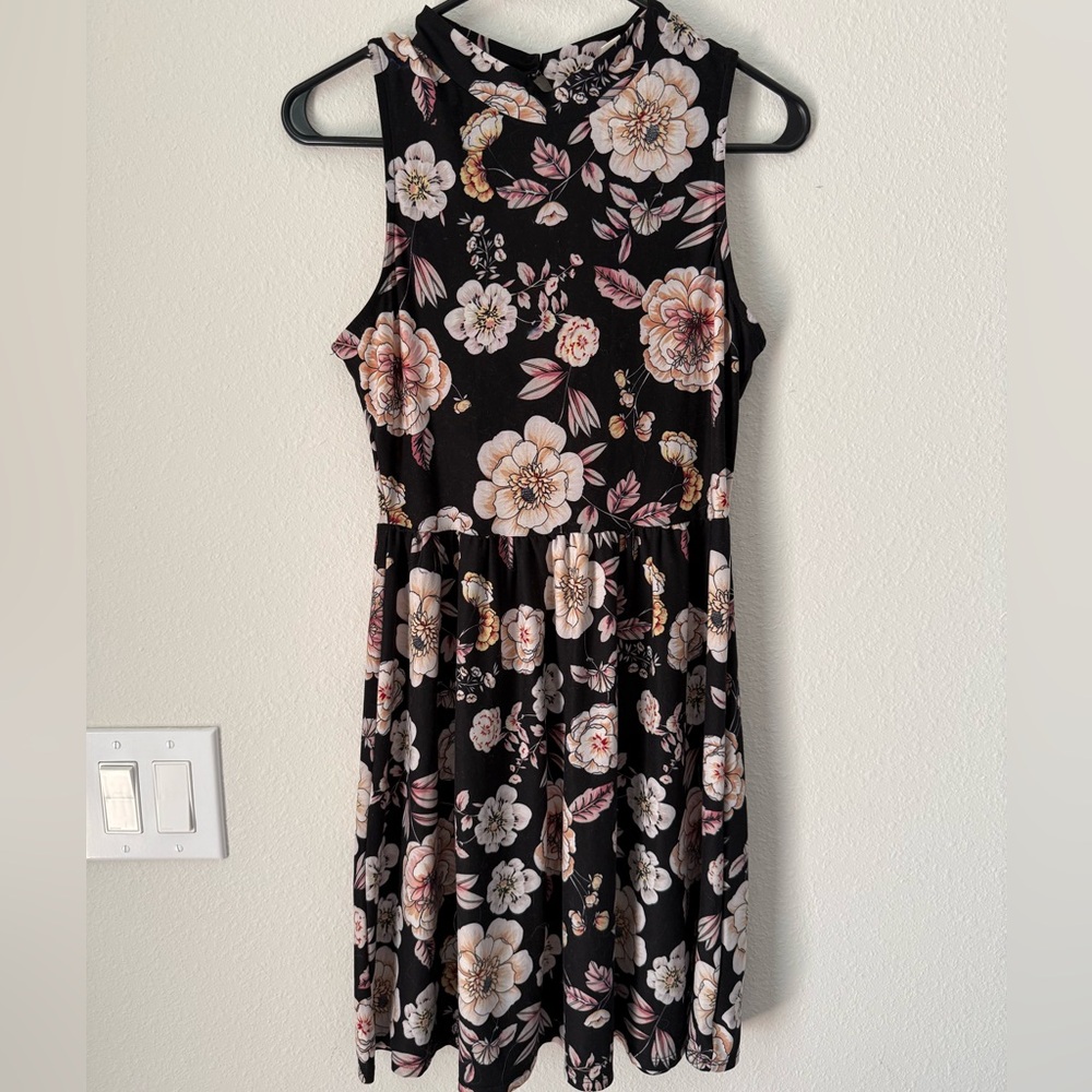 Alya Black and Pink Floral Dress